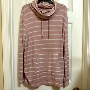 Angel Kiss Maternity Pink/White Stripes Cowl Neck Kanga Sweatshirt Size XL